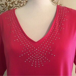 Notations Pink Top with Silver Stud designs Sz L